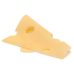  one Cheese slice isolated on white background