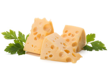 Cheese block isolated on white background cutout