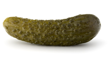 pickled or marinated  cucumbers isolated on white background cut