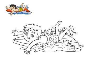 Coloring book, Surfer boy