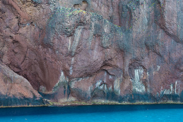 Basaltic wall of the coastal cliff