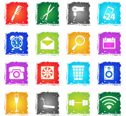 hotel room services icon set