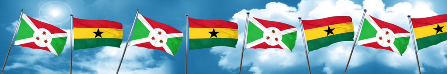 Burundi flag with Ghana flag, 3D rendering