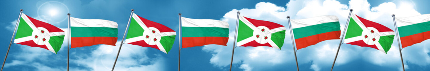 Burundi flag with Bulgaria flag, 3D rendering