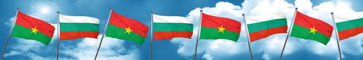 Fototapeta na wymiar Burkina Faso flag with Bulgaria flag, 3D rendering