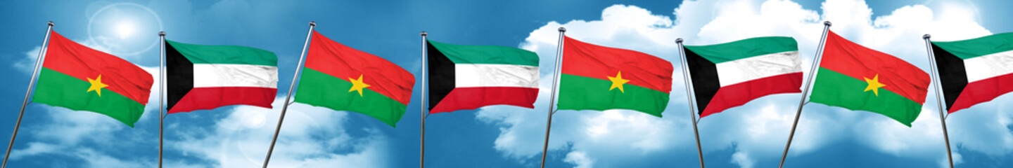 Fototapeta na wymiar Burkina Faso flag with Kuwait flag, 3D rendering