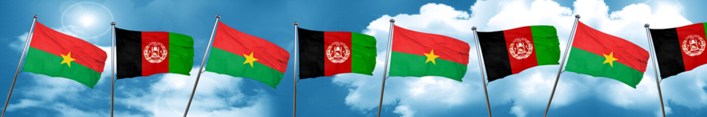 Fototapeta na wymiar Burkina Faso flag with afghanistan flag, 3D rendering