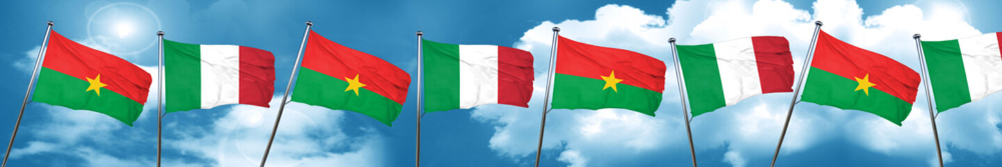 Burkina Faso flag with Italy flag, 3D rendering