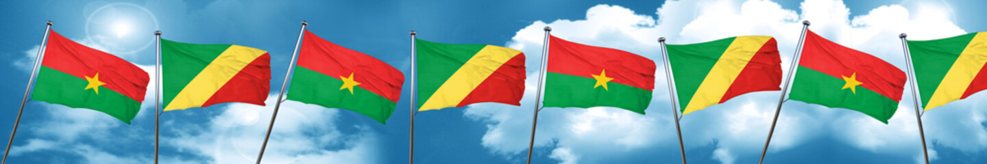 Naklejka na ściany i meble Burkina Faso flag with congo flag, 3D rendering