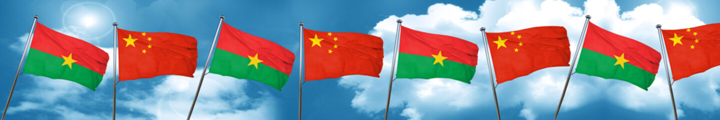 Fototapeta na wymiar Burkina Faso flag with China flag, 3D rendering