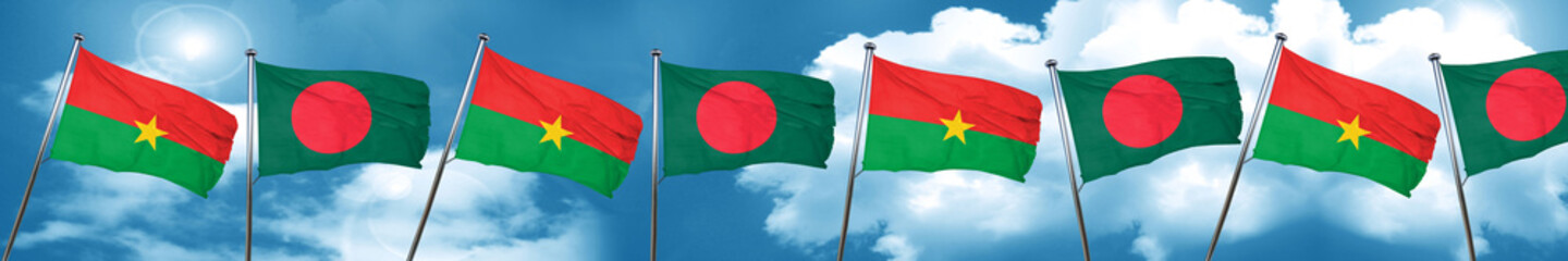 Burkina Faso flag with Bangladesh flag, 3D rendering