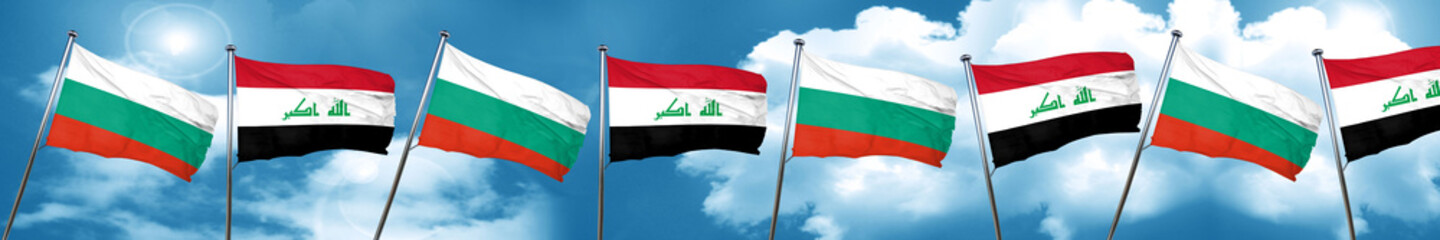 Fototapeta na wymiar bulgaria flag with Iraq flag, 3D rendering