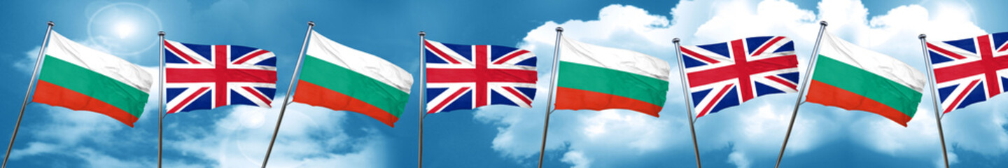 bulgaria flag with Great Britain flag, 3D rendering
