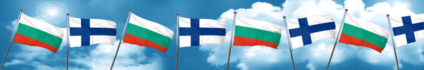 Fototapeta na wymiar bulgaria flag with Finland flag, 3D rendering