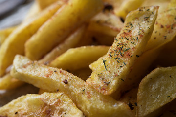 French fries on dark background