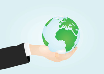 Hand holding world vector