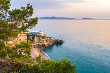 Sunrise over a bay