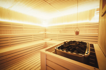 Healthy finnish sauna interior
