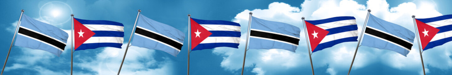 Botswana flag with cuba flag, 3D rendering