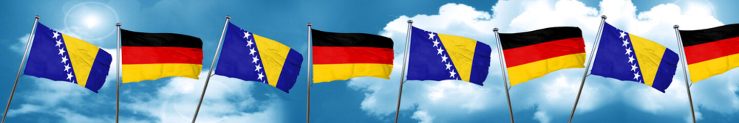 Bosnia and Herzegovina flag with Germany flag, 3D rendering