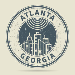 Grunge rubber stamp or label with text Atlanta, Georgia