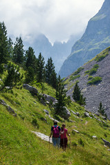 Young couple traveling in Prokletije Mountains, Montenegro