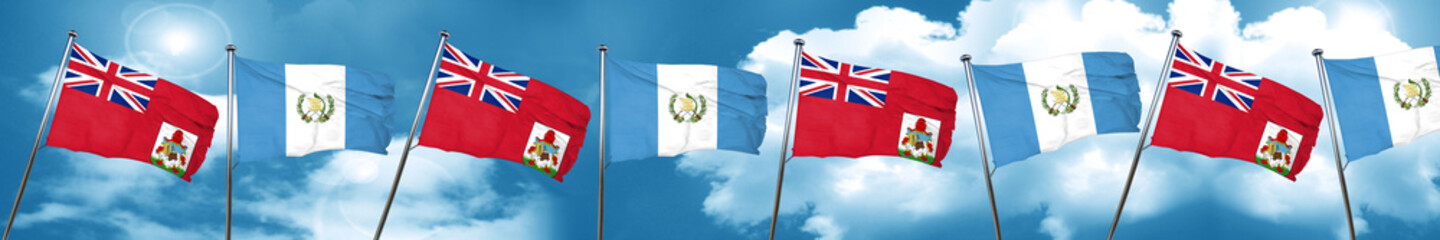 bermuda flag with Guatemala flag, 3D rendering