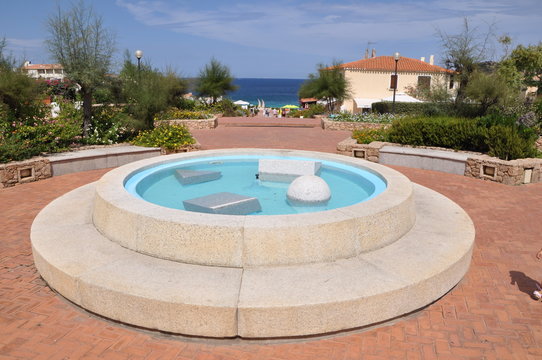 Baia Sardinia square and beach on Sardinia Italy