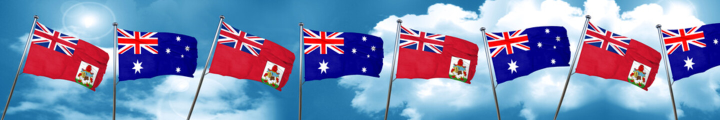 bermuda flag with Australia flag, 3D rendering