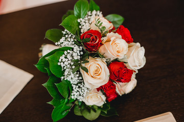 Flowers wedding bride rings bouquet