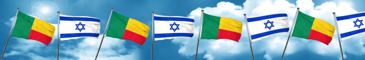Fototapeta na wymiar Benin flag with Israel flag, 3D rendering