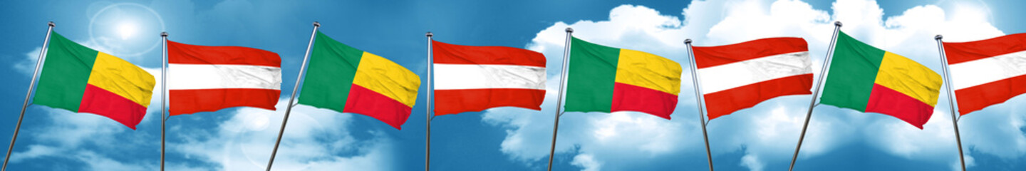 Benin flag with Austria flag, 3D rendering