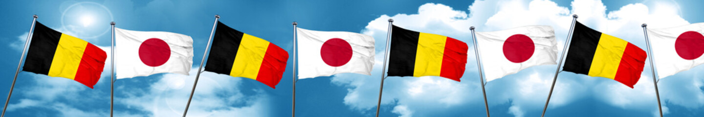 Belgium flag with Japan flag, 3D rendering