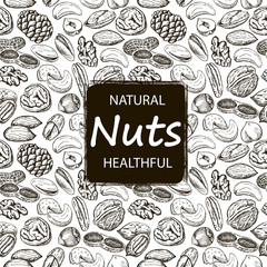 Nuts set seamless pattern.