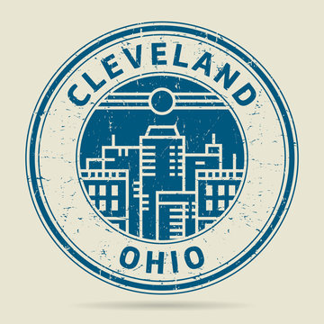 Grunge rubber stamp or label with text Cleveland, Ohio