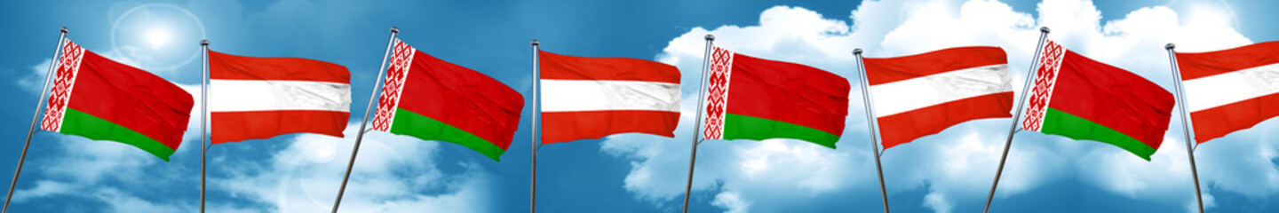 Belarus flag with Austria flag, 3D rendering