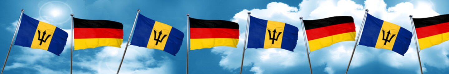 Barbados flag with Germany flag, 3D rendering