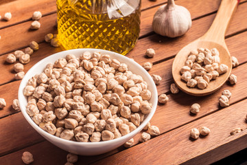 Raw Chickpeas into a bowl