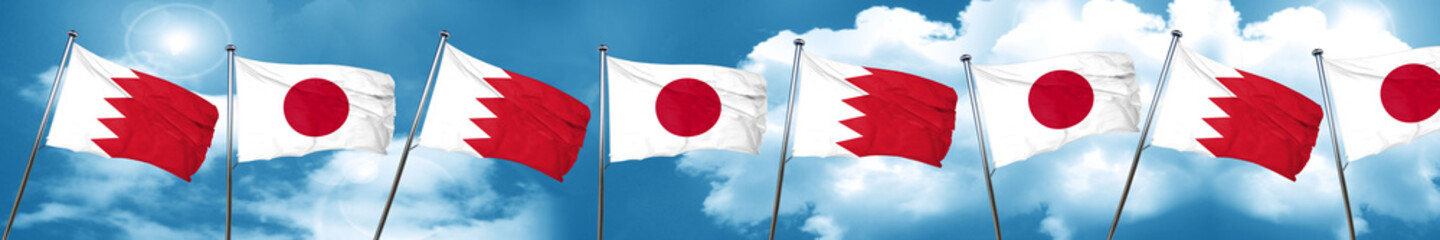Naklejka na ściany i meble Bahrain flag with Japan flag, 3D rendering