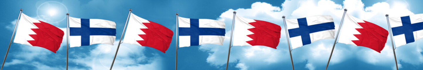 Naklejka na ściany i meble Bahrain flag with Finland flag, 3D rendering