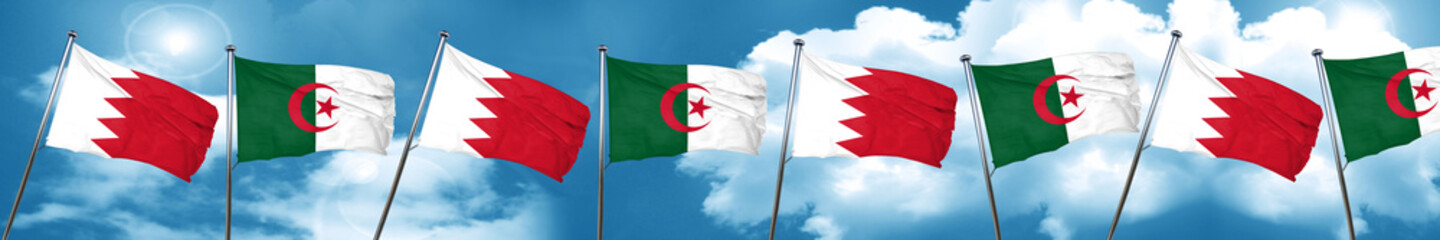 Bahrain flag with Algeria flag, 3D rendering