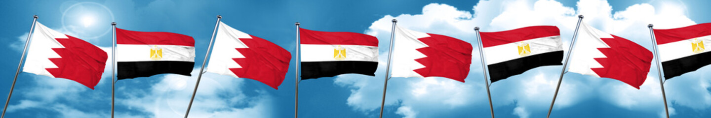Naklejka na ściany i meble Bahrain flag with egypt flag, 3D rendering