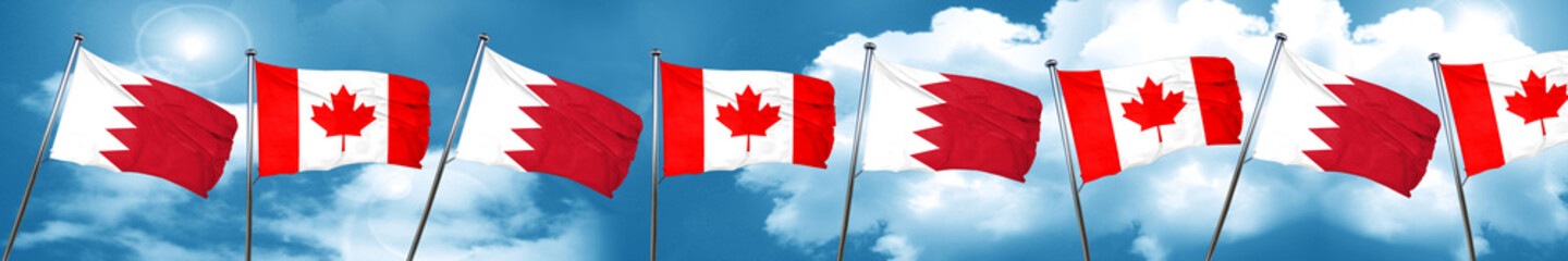 Bahrain flag with Canada flag, 3D rendering
