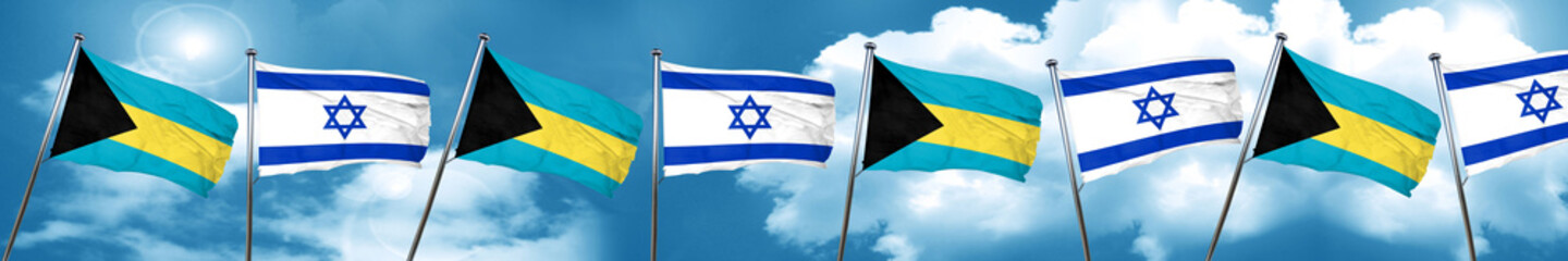 Bahamas flag with Israel flag, 3D rendering