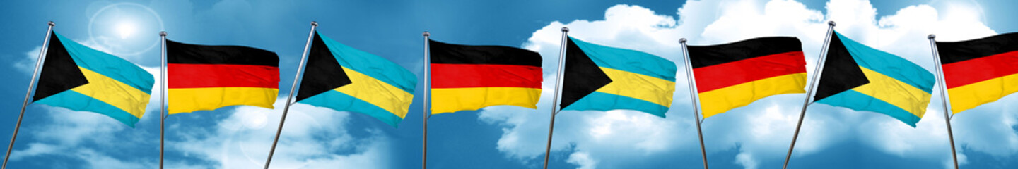 Bahamas flag with Germany flag, 3D rendering