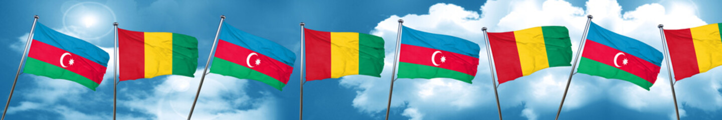 Azerbaijan flag with Guinea flag, 3D rendering