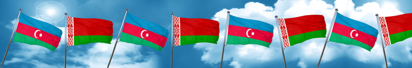 Azerbaijan flag with Belarus flag, 3D rendering