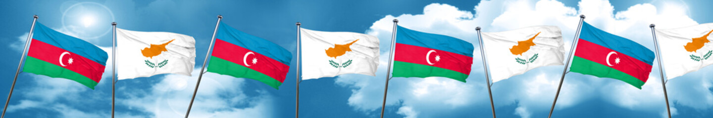 Azerbaijan flag with Cyprus flag, 3D rendering