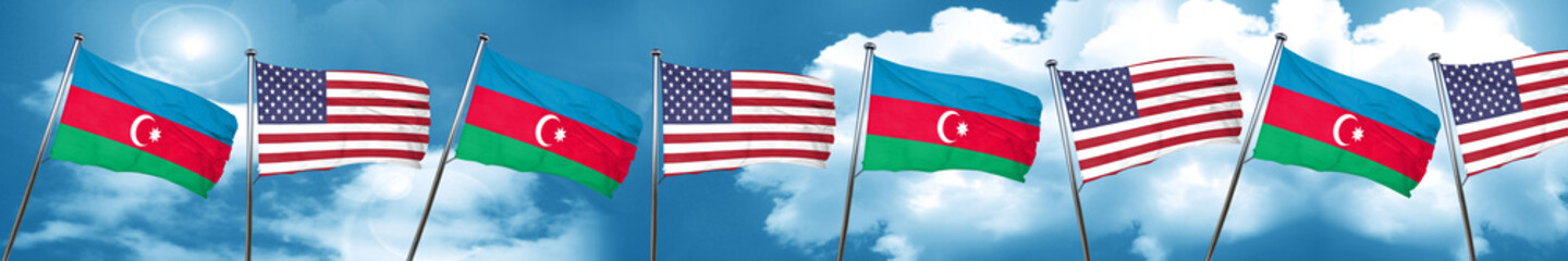 Fototapeta na wymiar Azerbaijan flag with American flag, 3D rendering