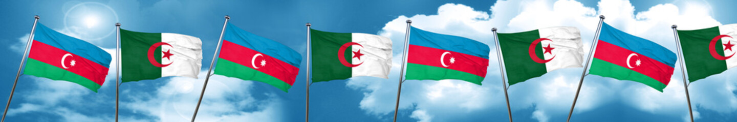 Azerbaijan flag with Algeria flag, 3D rendering